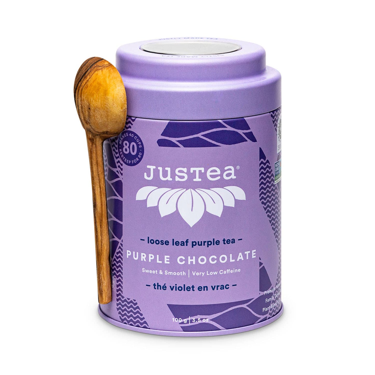 Purple Chocolate Tin & Spoon- Organic, Fair-Trade Purple Tea