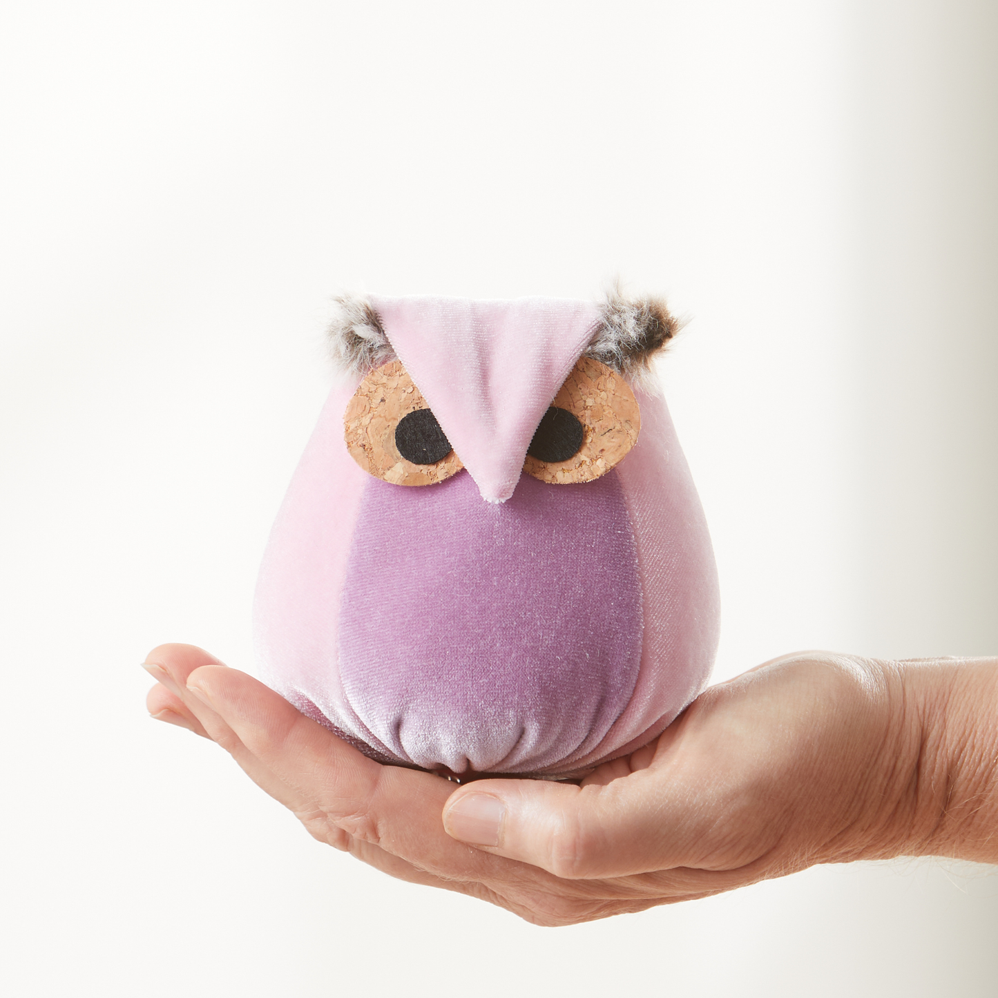 Whimsical velvet owls,  charming owl enthusiastic, unique