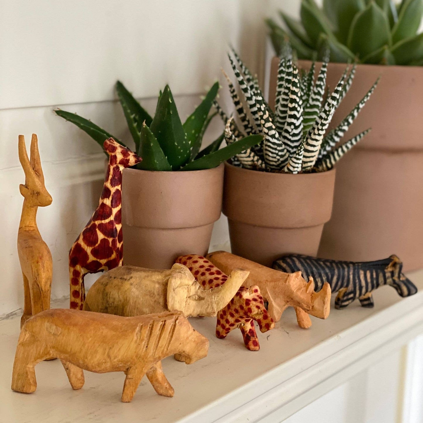 Miniature Wood Safari Animals - Set of 7