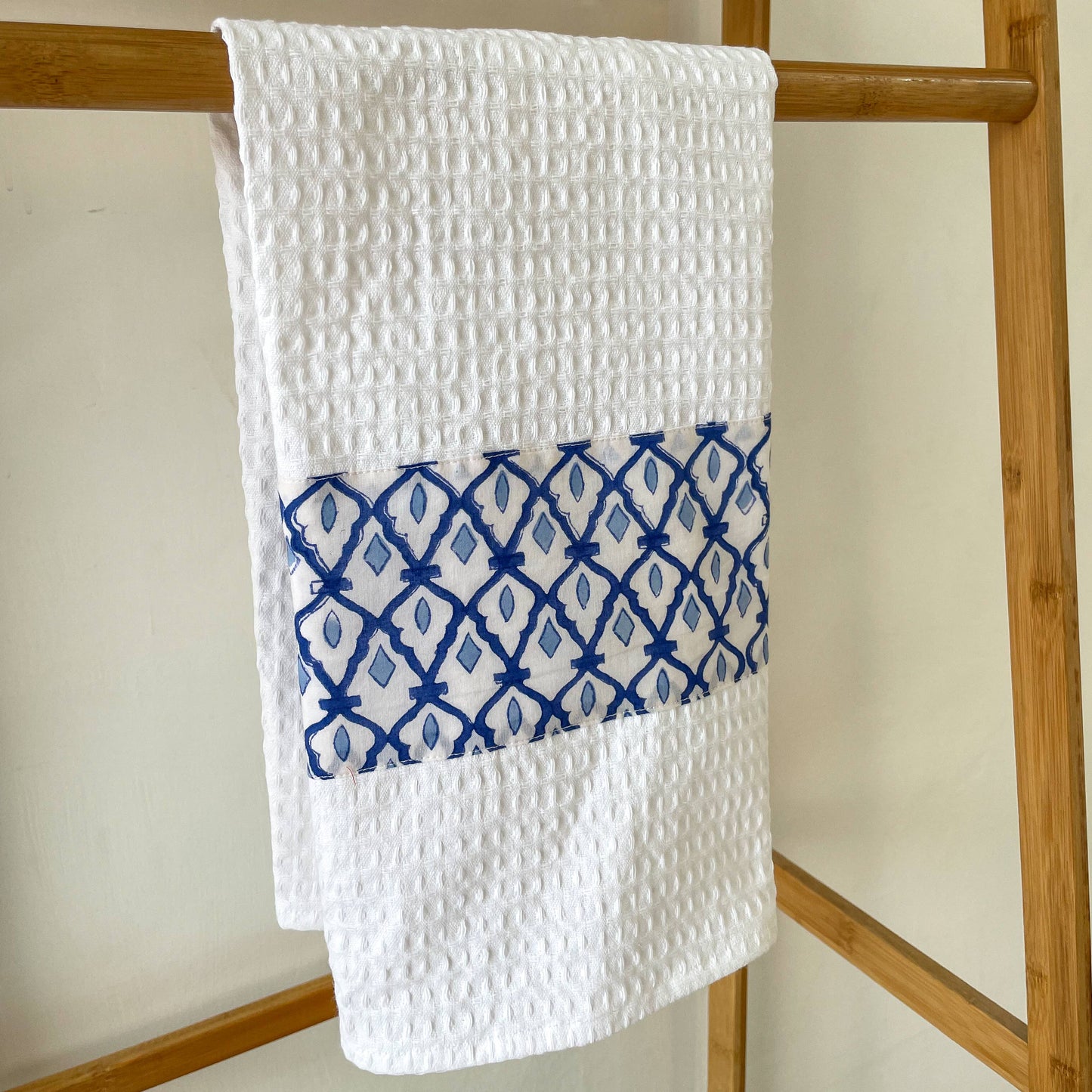 Blue Block Print Tea Towel