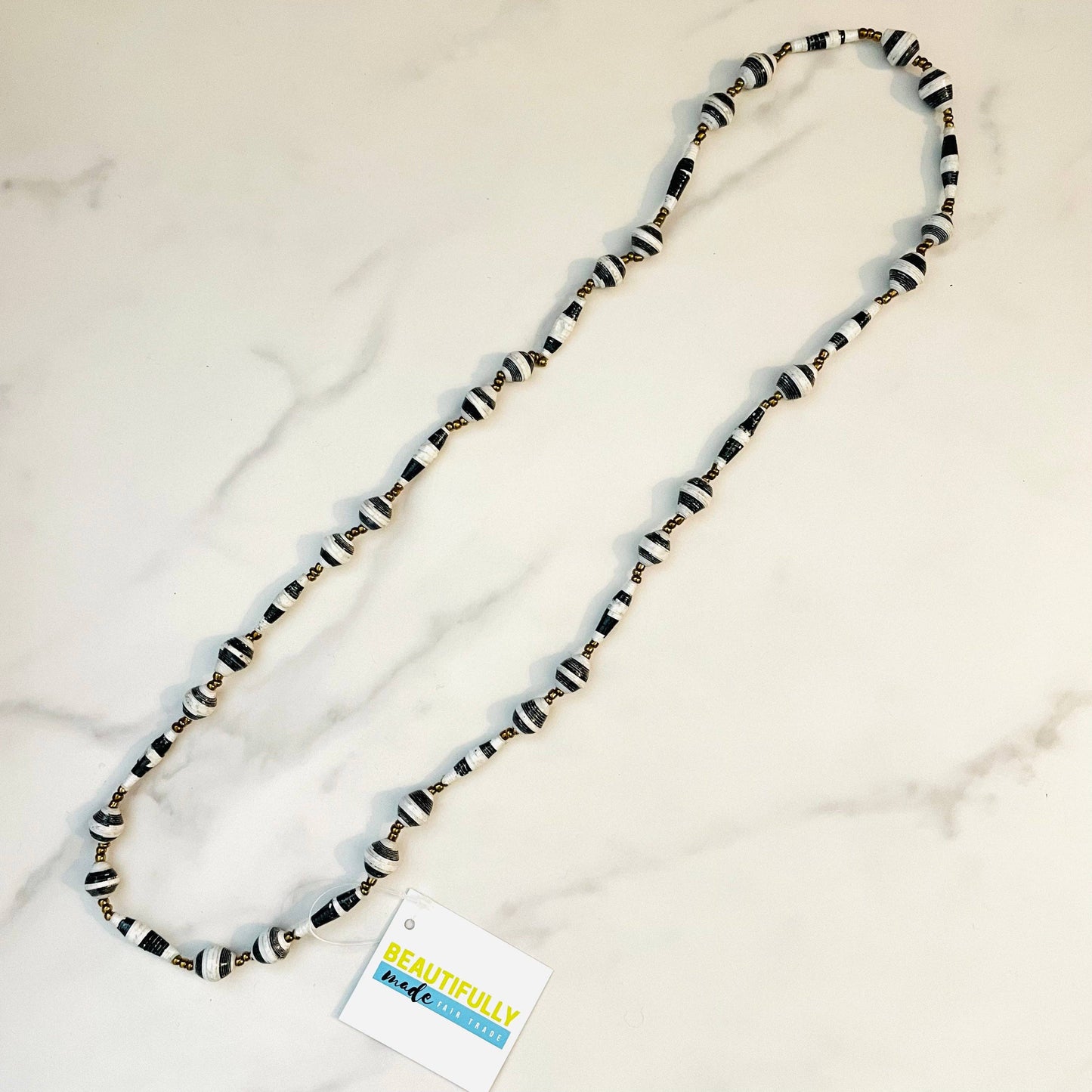 Kenya | Paper Bead Necklace | Black & White