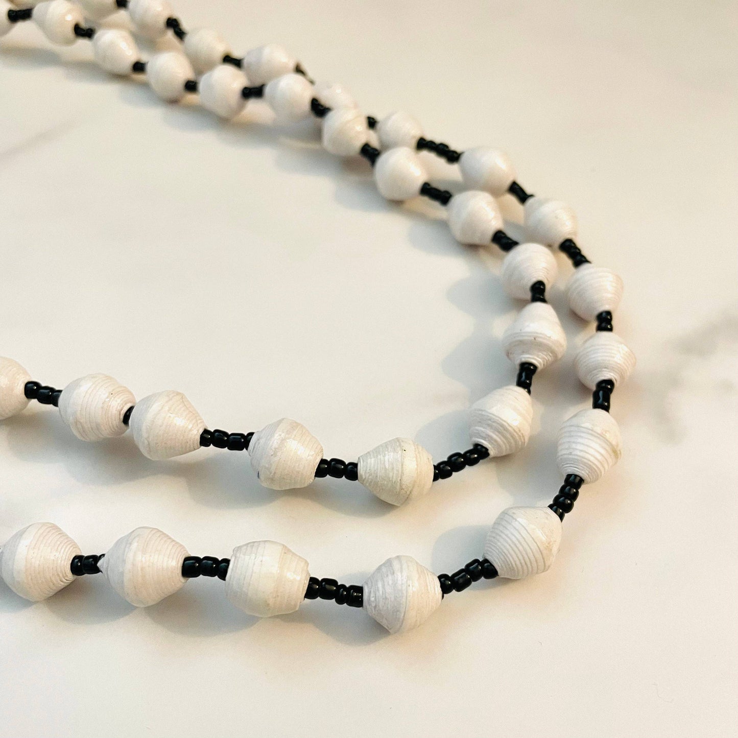 Kenya | Paper Bead Necklace | White