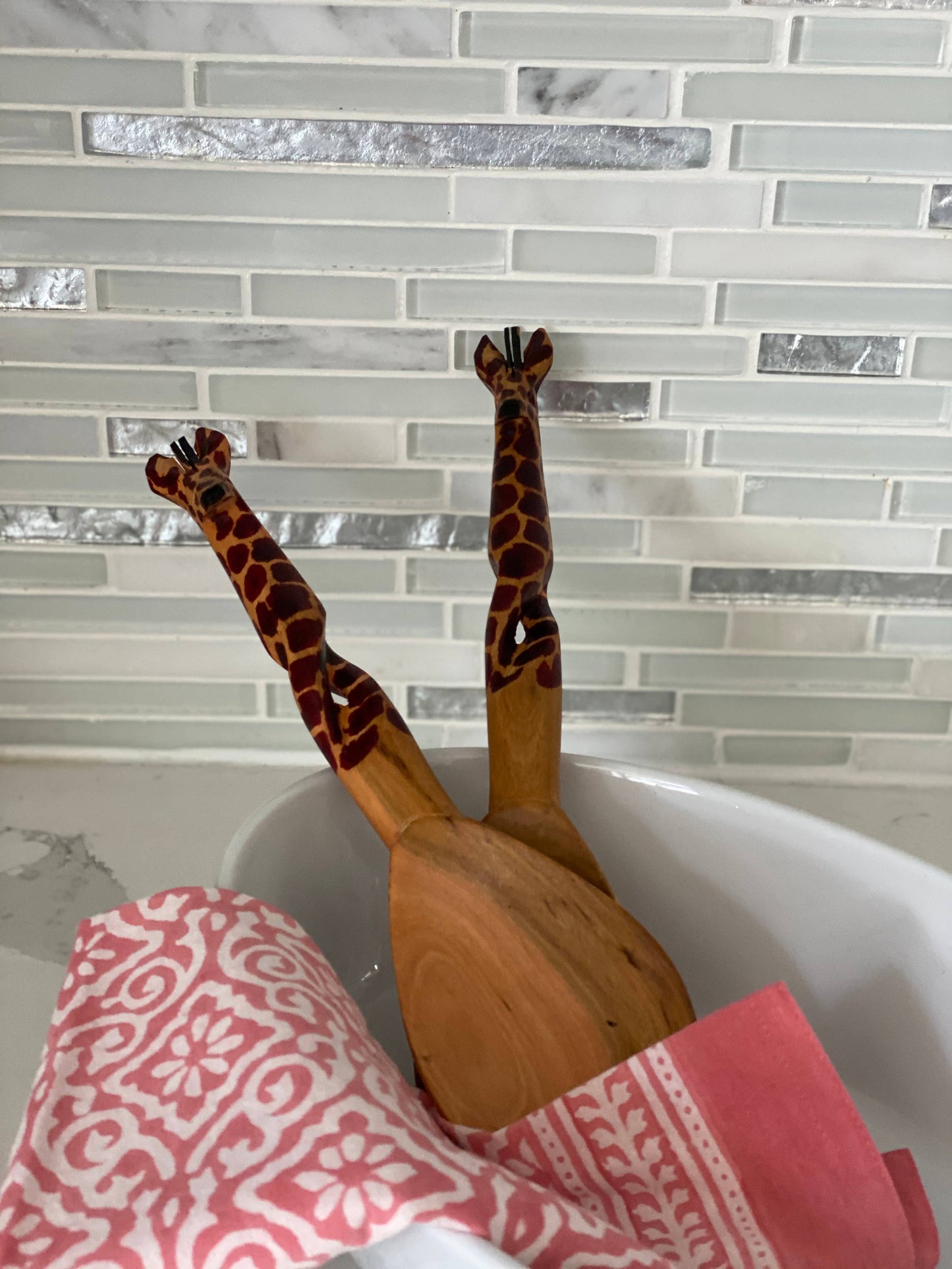 Wood Serving Set - Twisted Giraffe Design