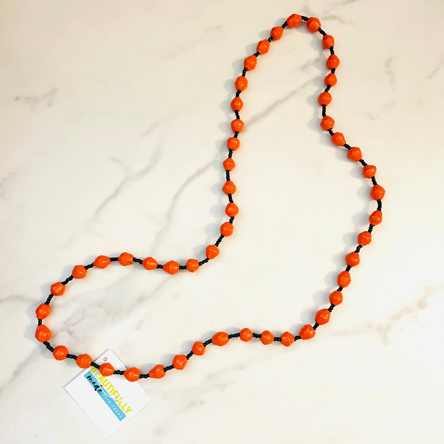 Kenya | Paper Bead Necklace | Orange