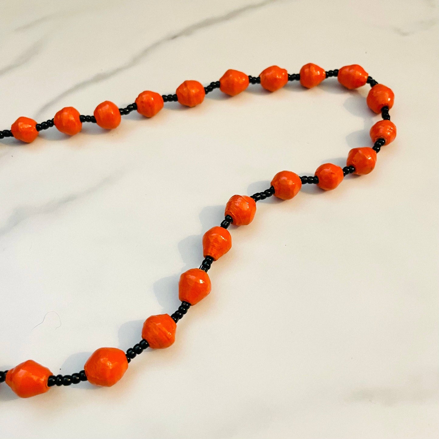 Kenya | Paper Bead Necklace | Orange