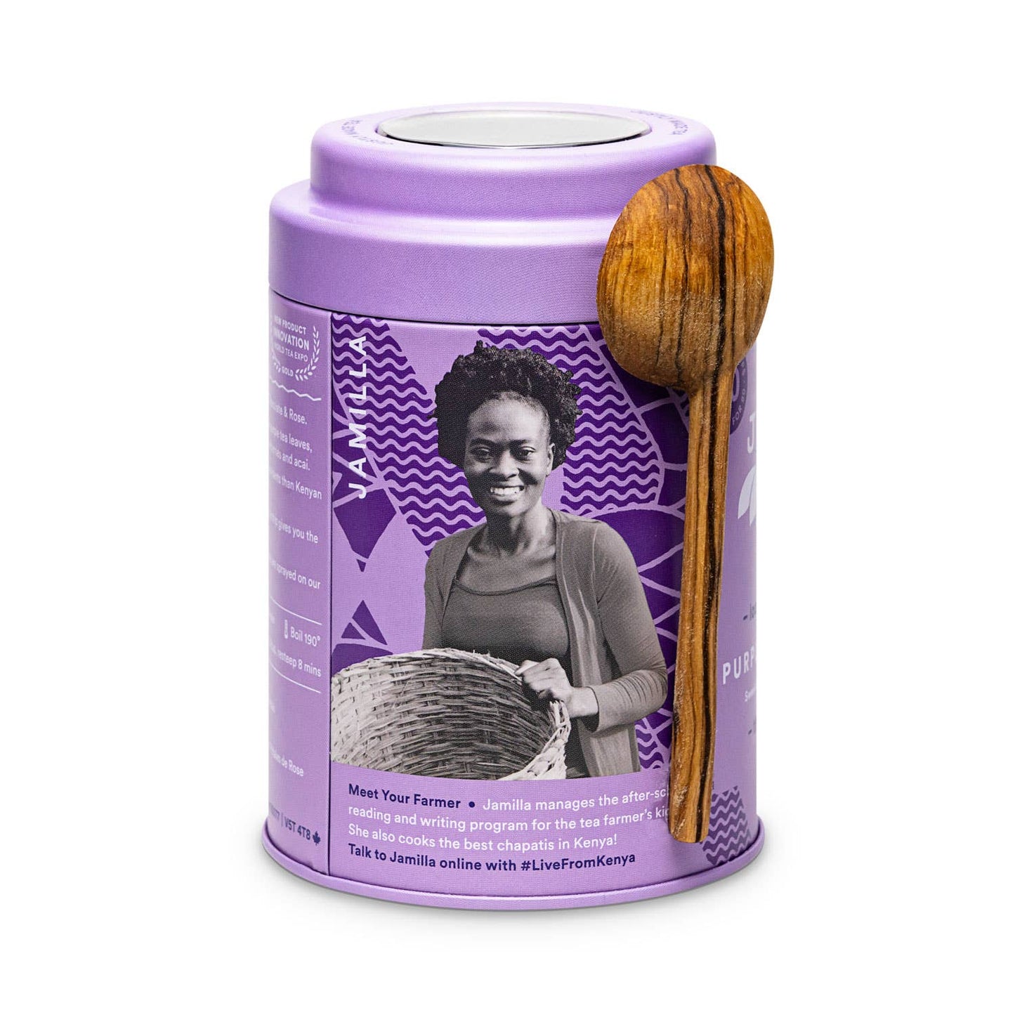 Purple Chocolate Tin & Spoon- Organic, Fair-Trade Purple Tea