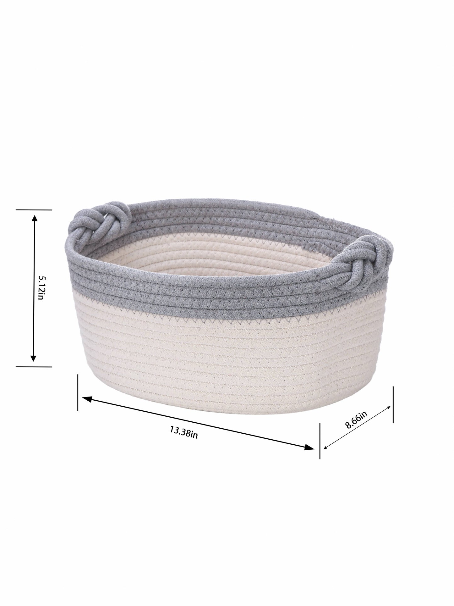 Brown Handwoven cotton rope storage basket  Unique handle