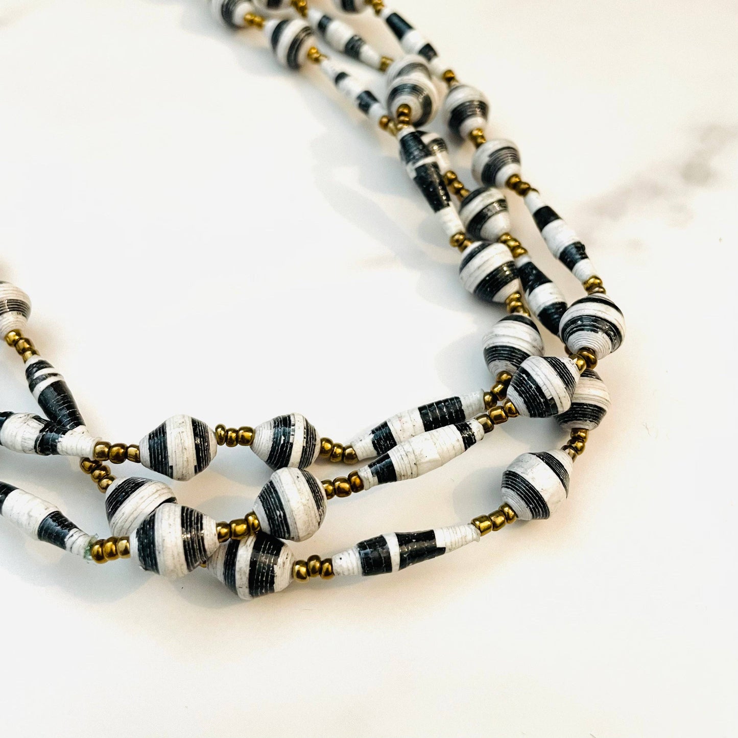 Kenya | Paper Bead Necklace | Black & White