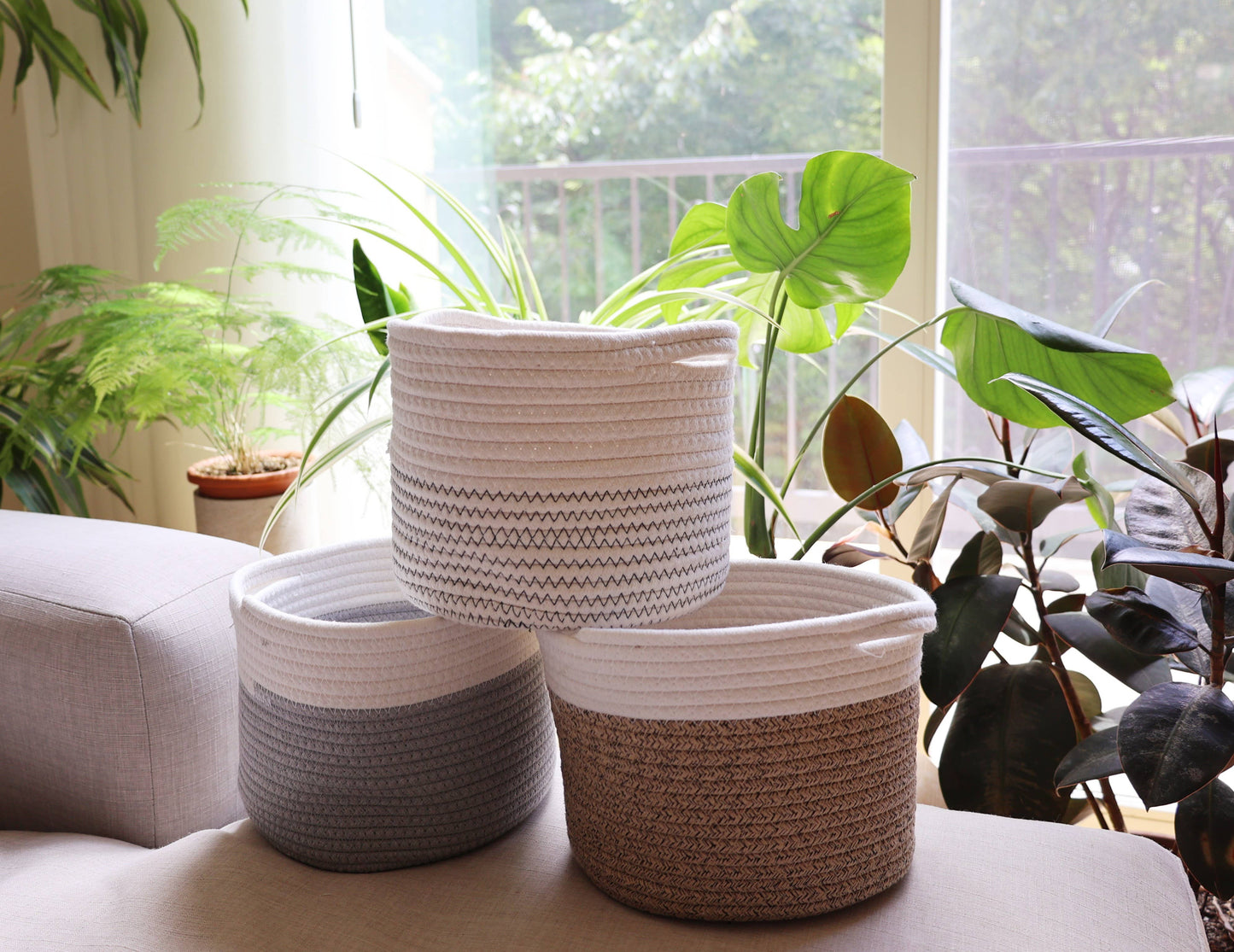 Handmade medium large Cotton Rope Storage Basket Home decor