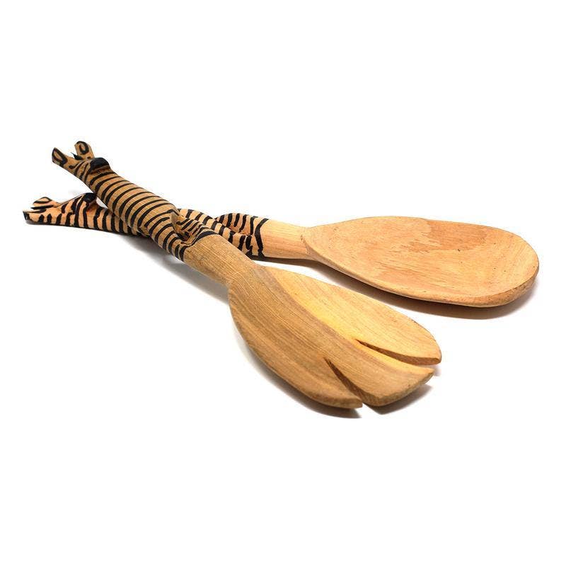 Wood Serving Set - Twisted Zebra Design