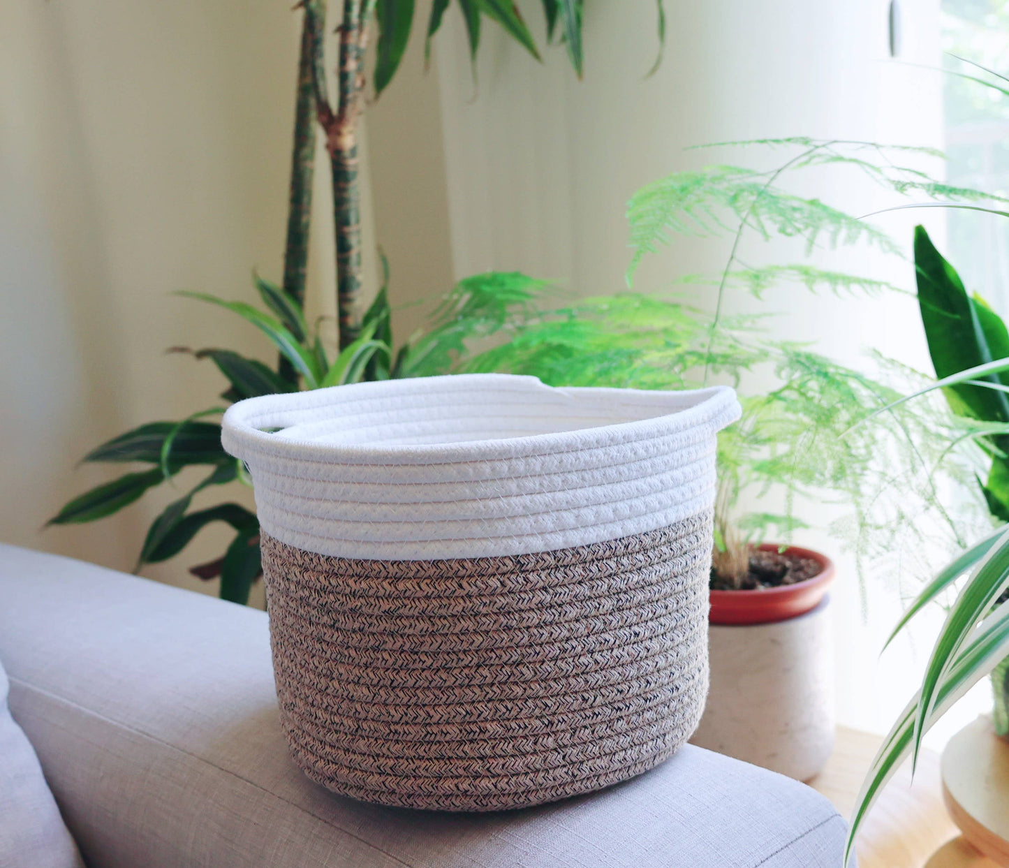 Handmade medium large Cotton Rope Storage Basket Home decor