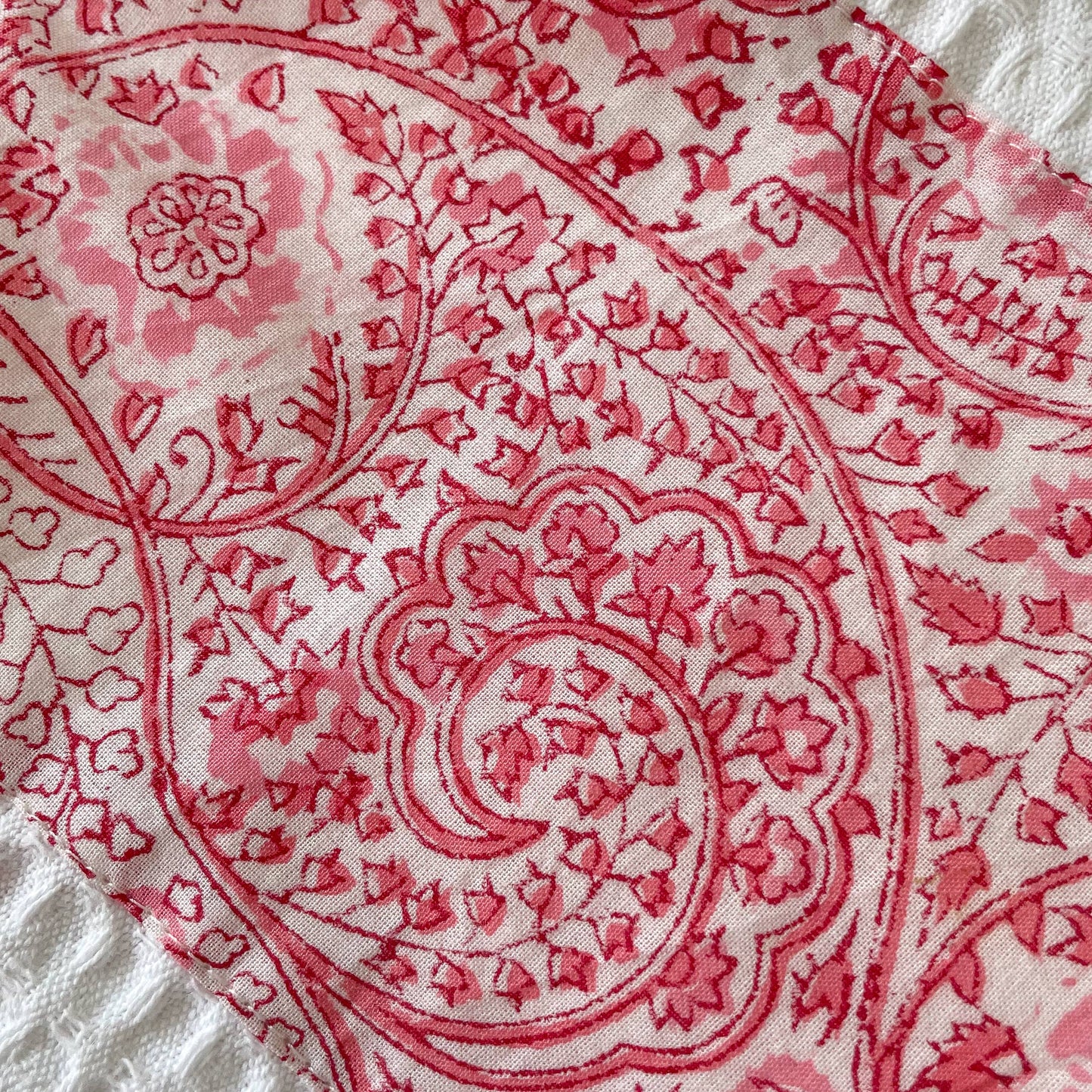 Pink Paisley Block Print Tea Towel