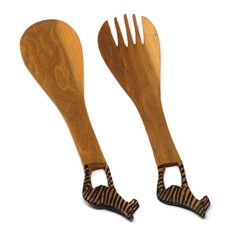 Wood Serving Set - Zebra Design