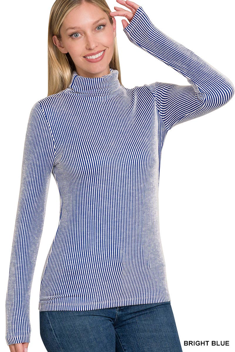 Ribbed Turtle Neck Long Sleeve Top