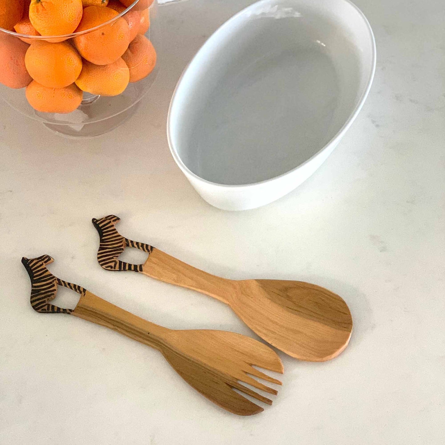 Wood Serving Set - Zebra Design