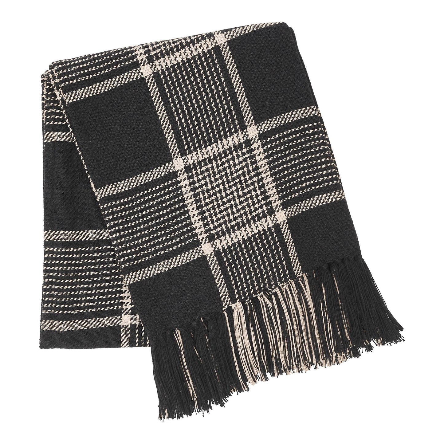 Eston Black Tan Plaid Throw 50x60