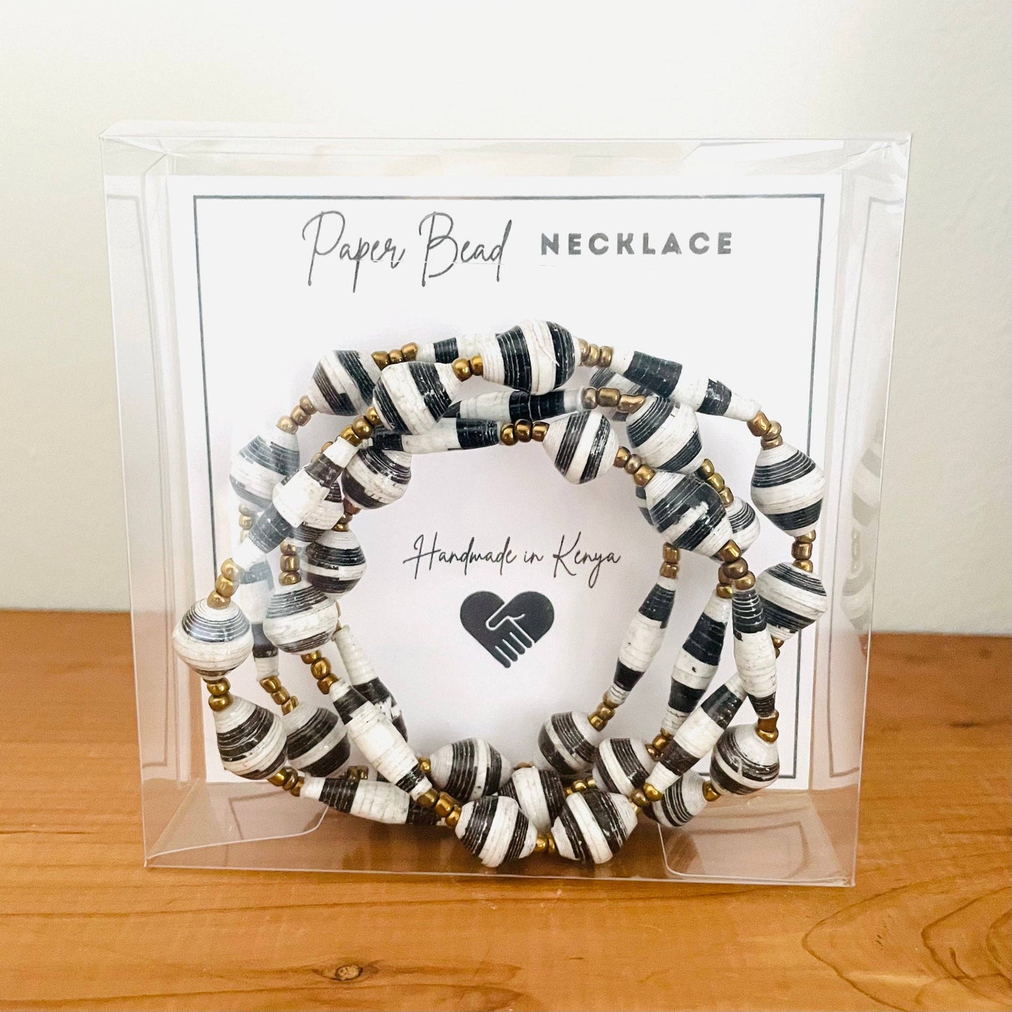 Kenya | Paper Bead Necklace | Black & White