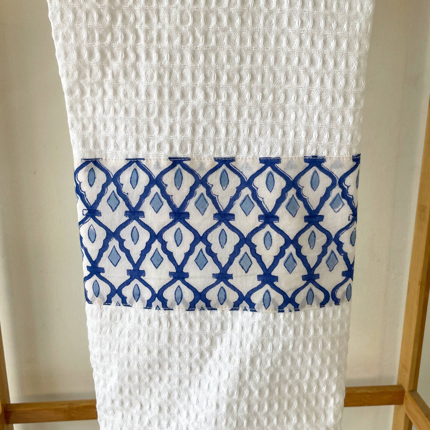 Blue Block Print Tea Towel