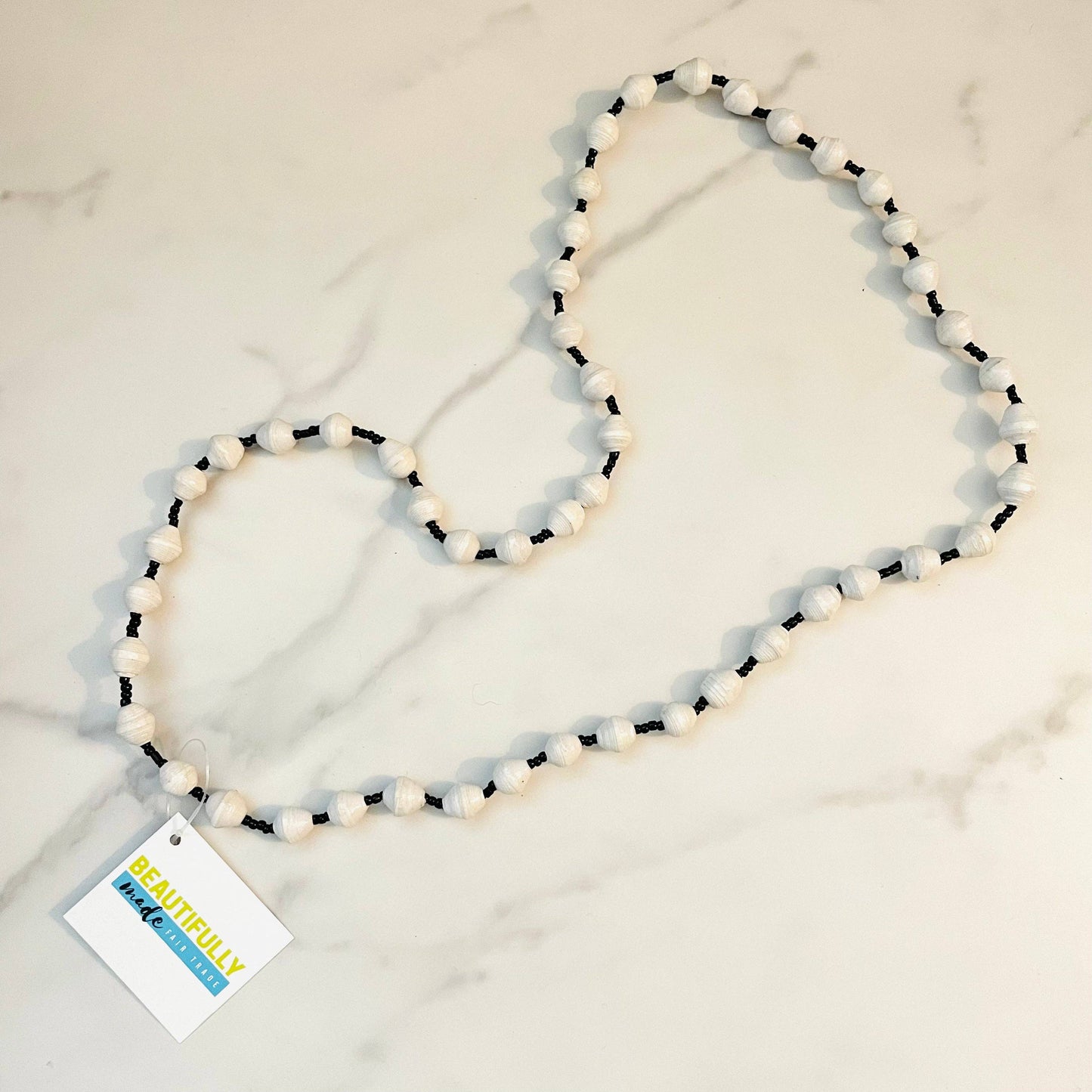 Kenya | Paper Bead Necklace | White