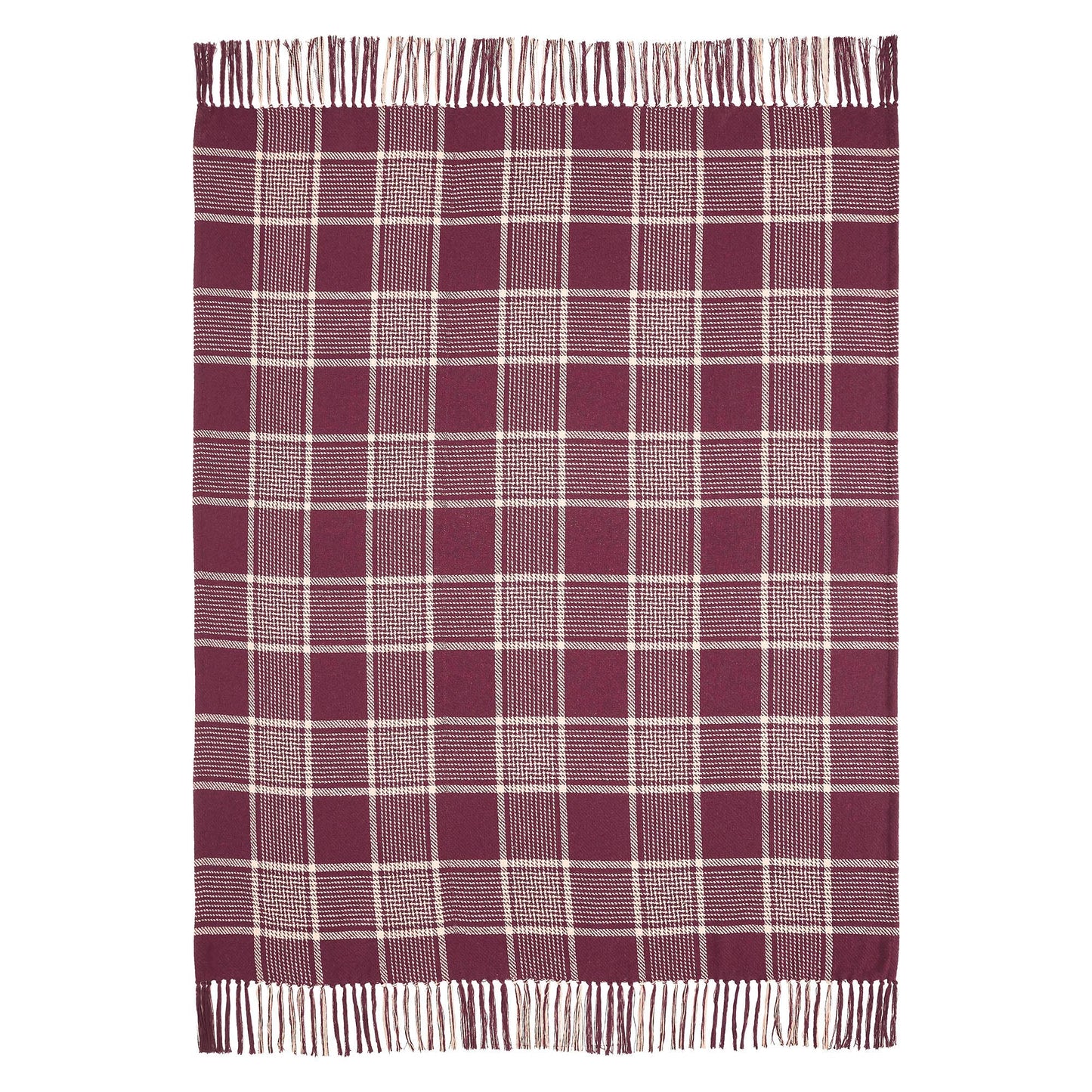 Eston Burgundy Tan Plaid Throw 50x60