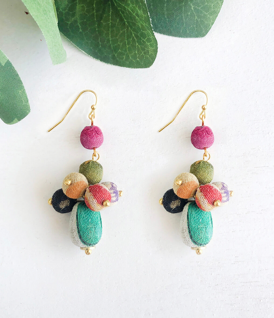 Kantha Tiered Droplet Earrings