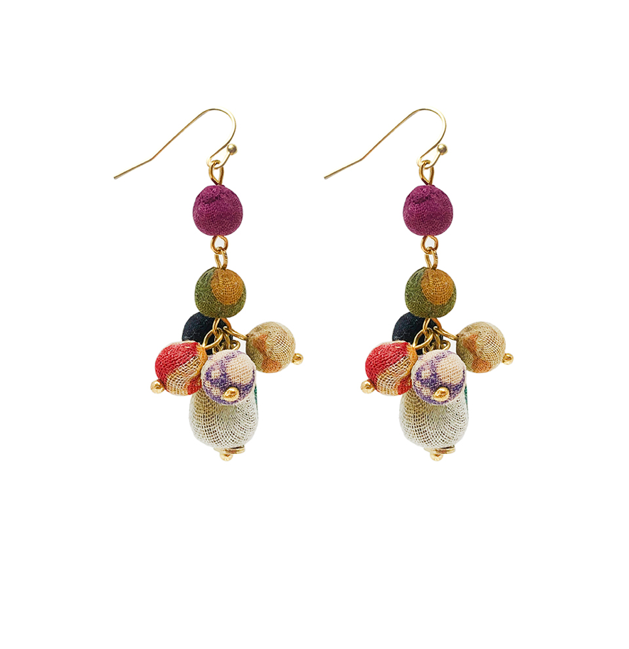 Kantha Tiered Droplet Earrings