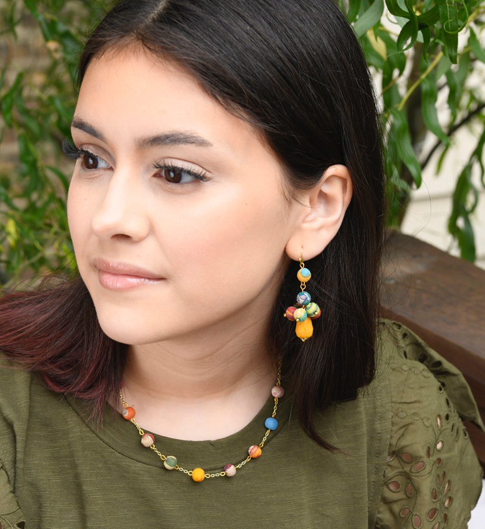 Kantha Tiered Droplet Earrings