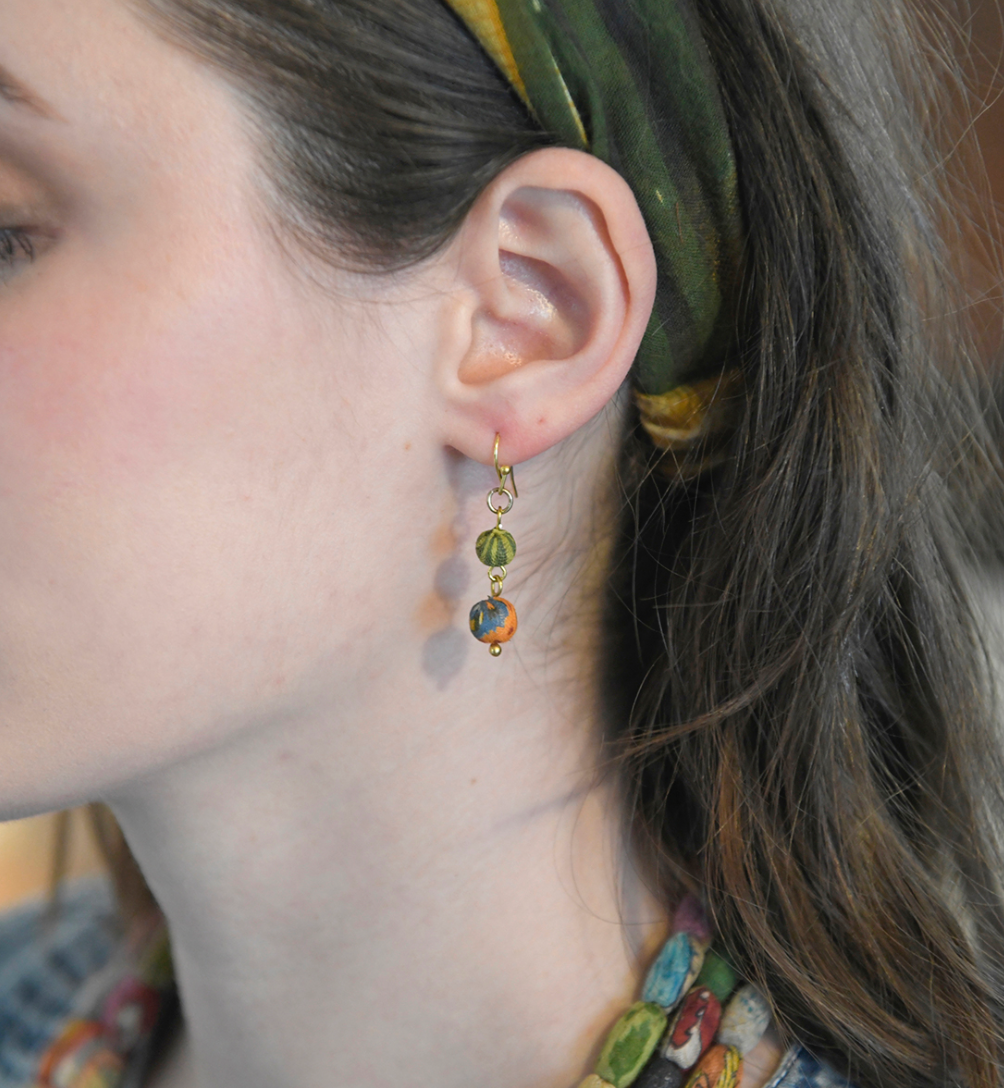 Kantha Double Drop Earrings