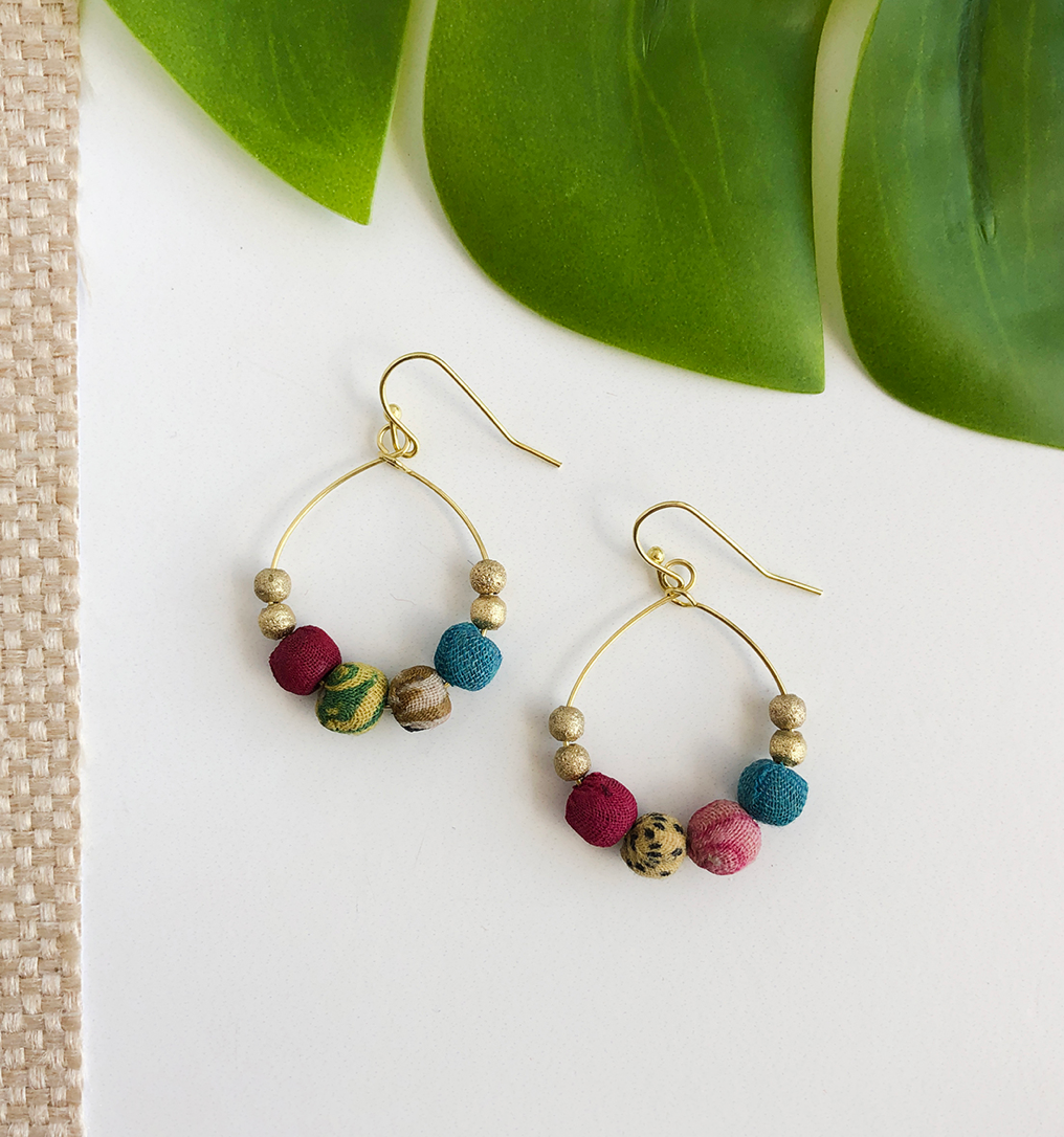 Kantha Petite Gilded Hoops