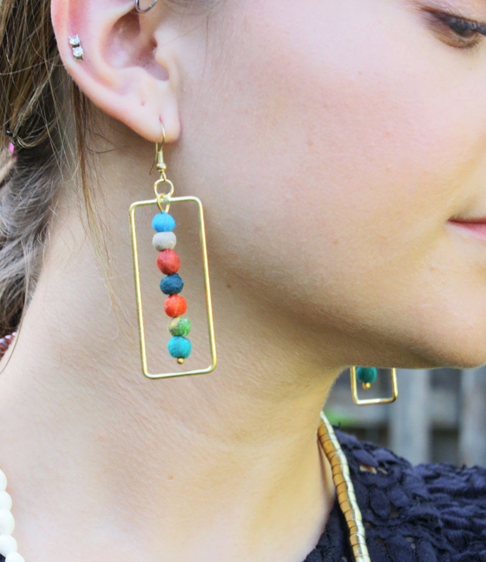 Framed Kantha Earrings