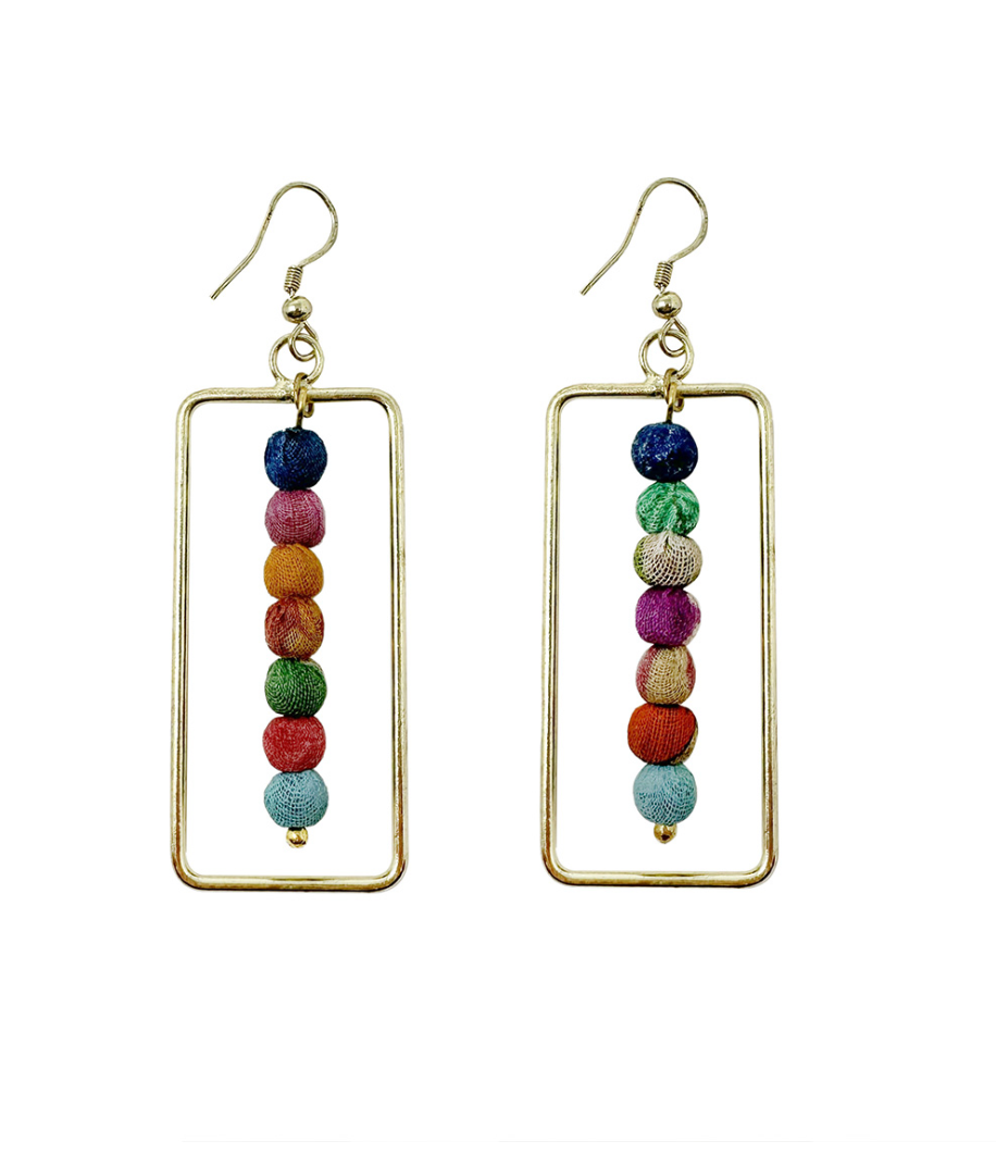 Framed Kantha Earrings