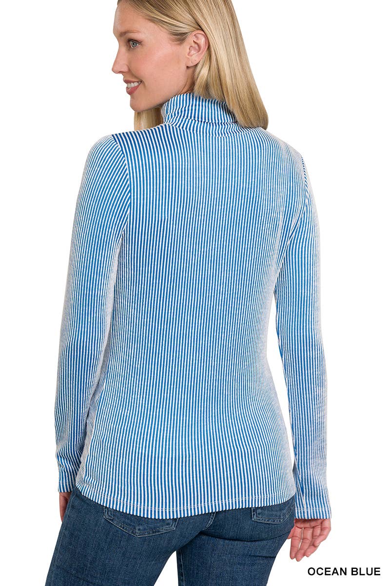 Ribbed Turtle Neck Long Sleeve Top