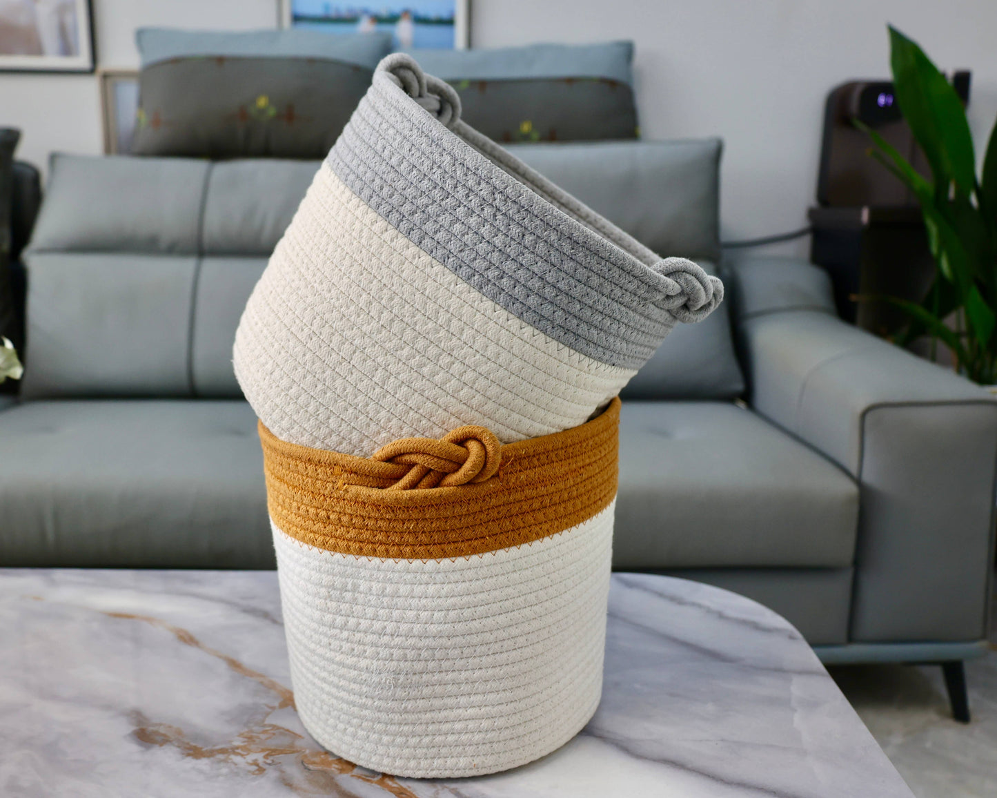 Handmade medium large Cotton Rope Storage Basket Home decor