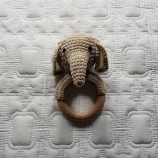 Elephant Hand Crochet Rattle Toy