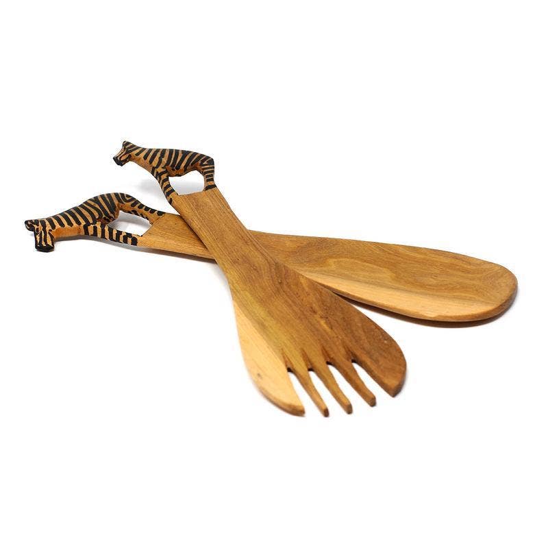 Wood Serving Set - Zebra Design