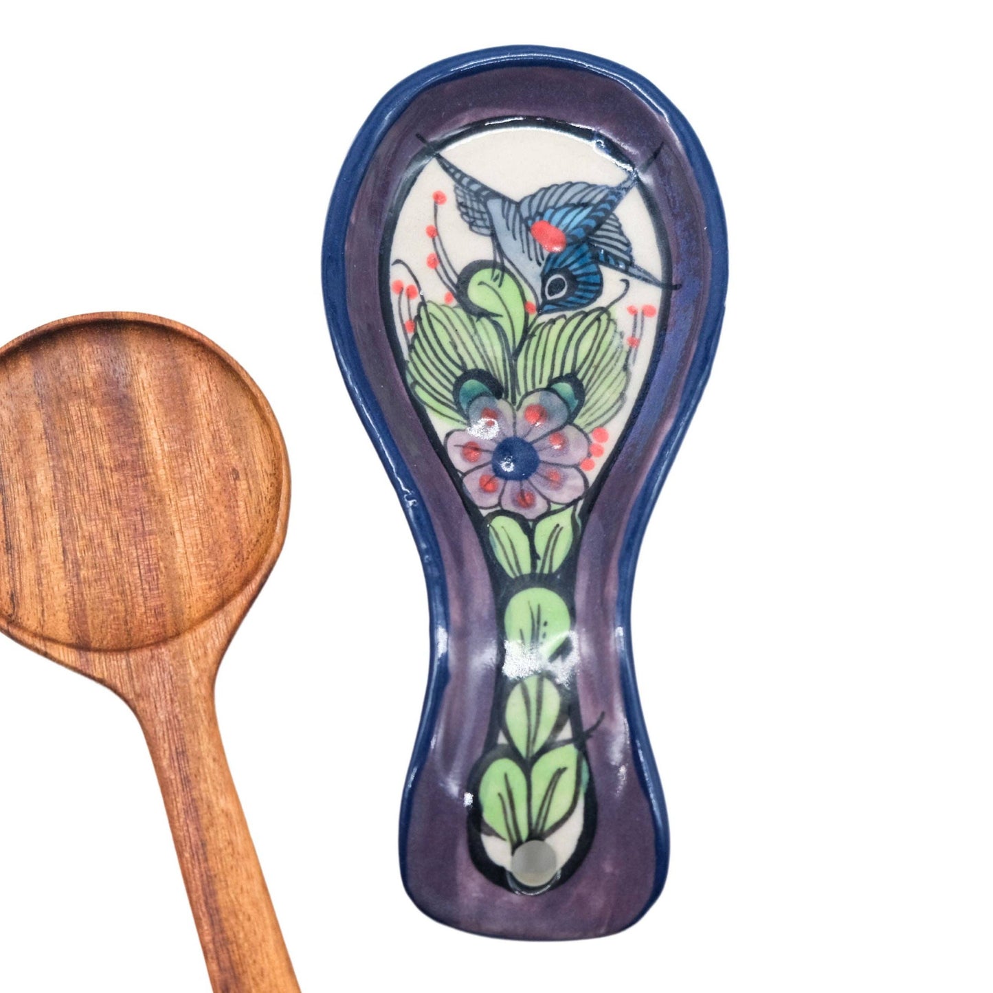 Hummingbird Stoneware Spoon Rest