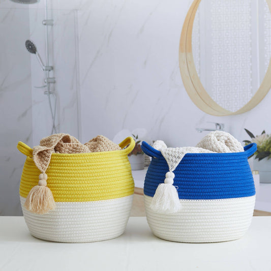 Handmade medium large Cotton Rope Storage Basket Home decor