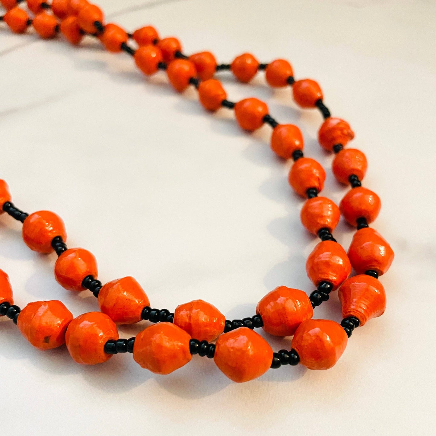 Kenya | Paper Bead Necklace | Orange