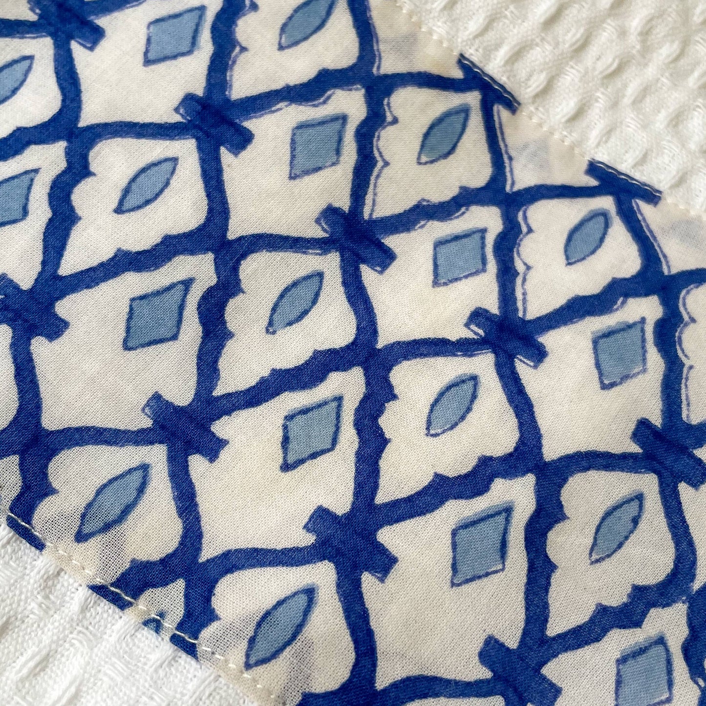 Blue Block Print Tea Towel