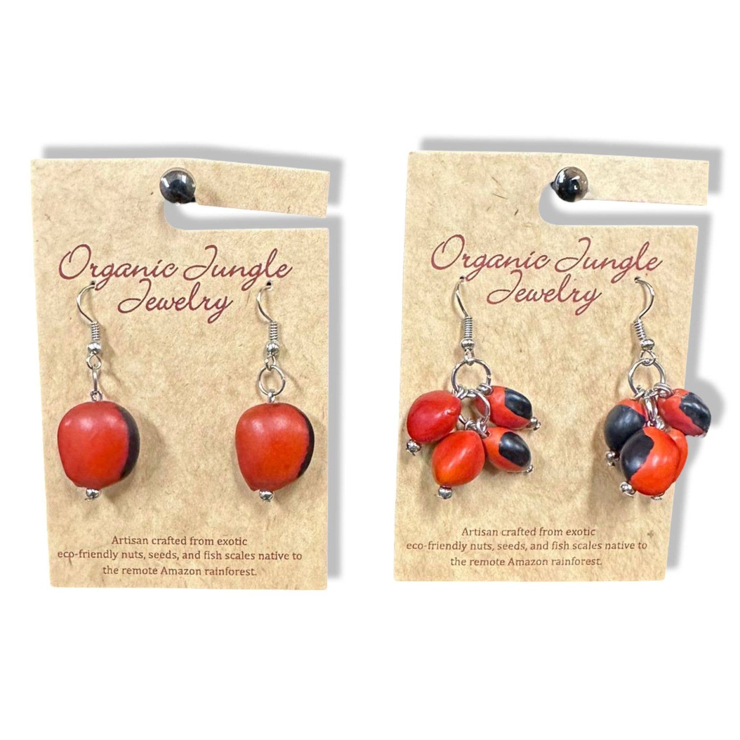 Peruvian Huayruro Earrings Seeds Bunch Design