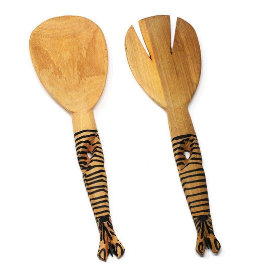 Wood Serving Set - Twisted Zebra Design