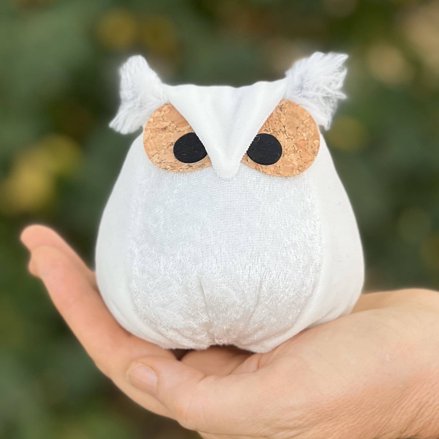 Whimsical velvet owls,  charming owl enthusiastic, unique