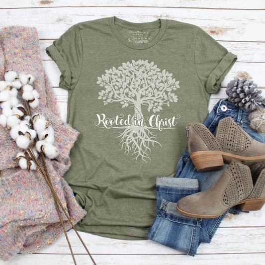 Rooted In Christ Graphic Tee Shirt